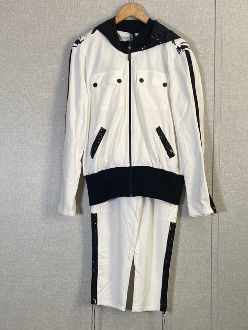 Berek Black and White Jet Set Bomber Jacket and Cargo Pants